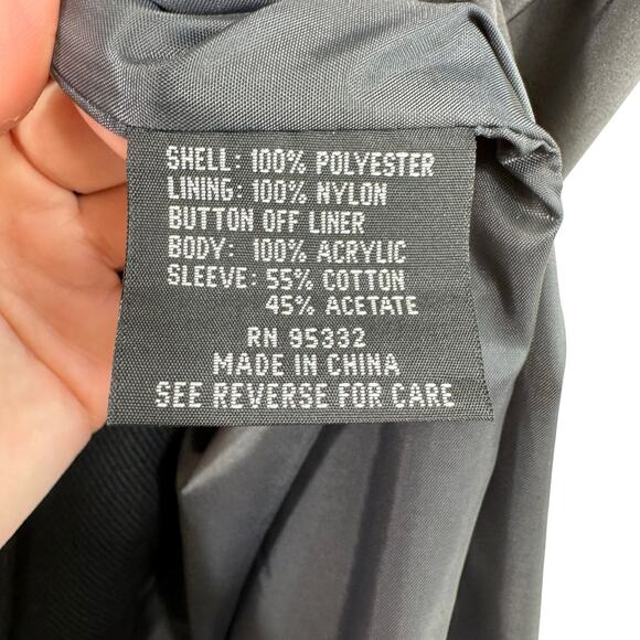 American Bazaar Vintage Gray Long Removable Lining Button Front Coat Size 10 - Picture 10 of 11